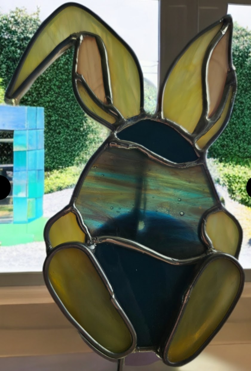 Stained Glass Primitive Rabbit Bunny and Egg Stake – Simply Stained Glass